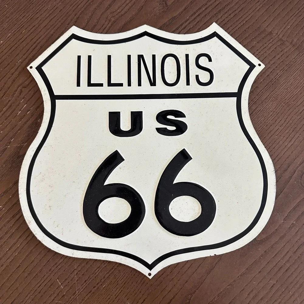 US‎ Route 66 Illinois Shield Metal Tin Embossed Historic Highway Sign